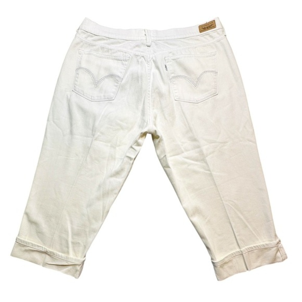 Vintage Levis 515 Capri‎ Jeans Womens 14 White Mid Rise Cuffed Stretch Denim Y2K